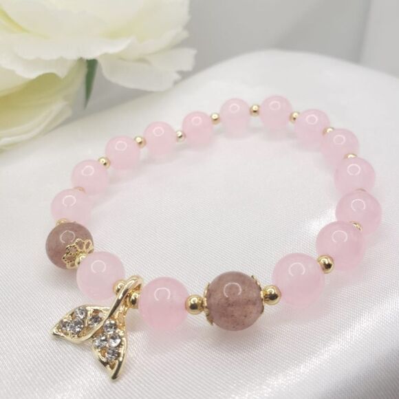 Brand New Pink With Gold Design Crystal Lucky Bracelet - Picture 2 of 3